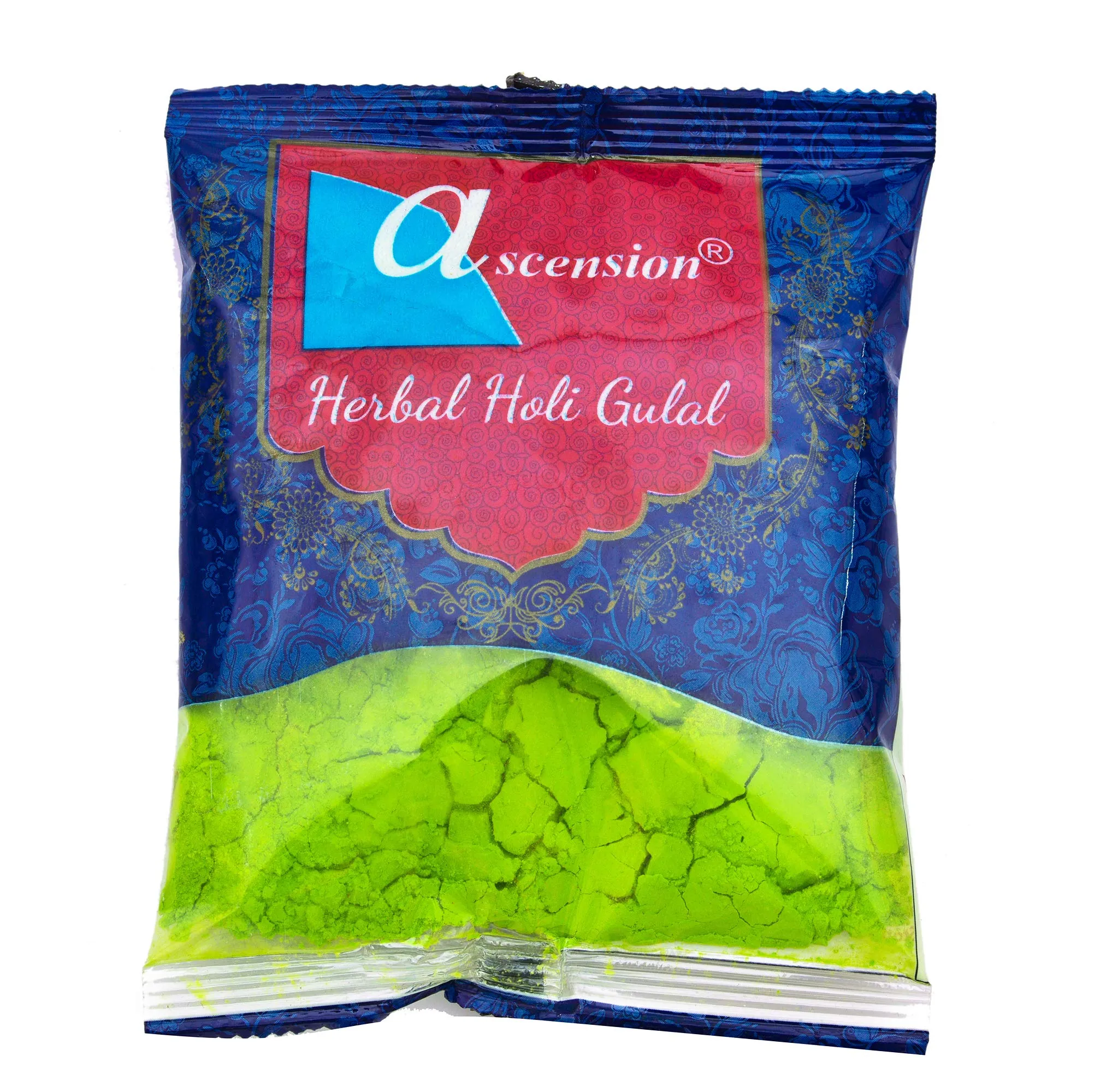 Ascension Natural Holi Gulal Colour & Rangoli Colors - Orange, Yellow, Red, Green and Pink Tesu Flower, Rose Petals, Marigold, Maize Starch, Food Colour - Pack of 5 (80gm x 5)