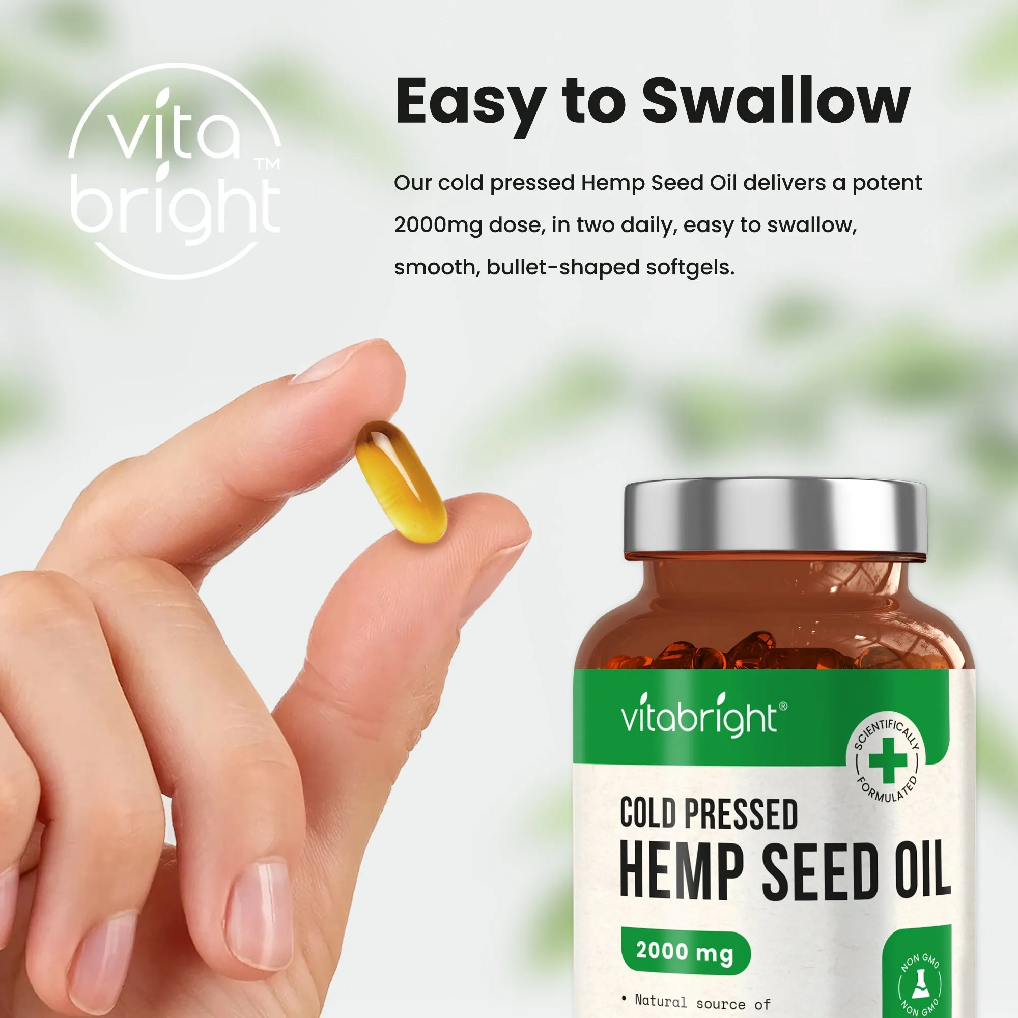 Hemp Seed Oil Capsules - Natural Source of Omega 3, 6 & 9 - 2000mg, 210 Softgels