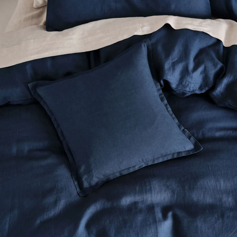 Nimes Linen QUILT COVER SET NAVY by Linen House