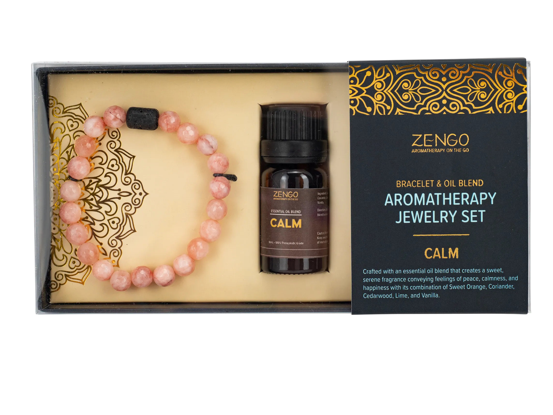 *Rose & Lava Stone Bracelet   Calm Oil Set