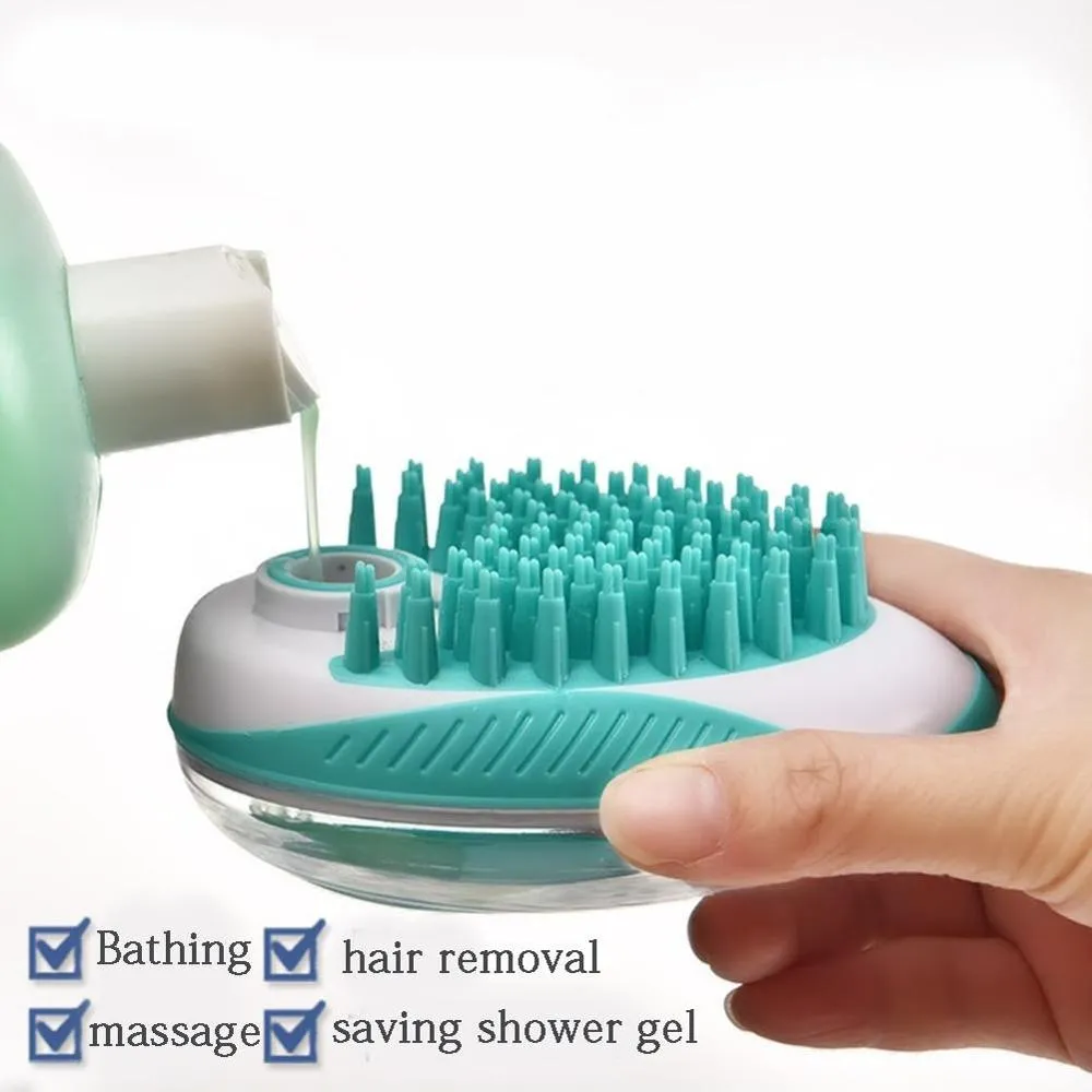 Scrub & Suds: Dog Wash Brush with Soap Dispenser!