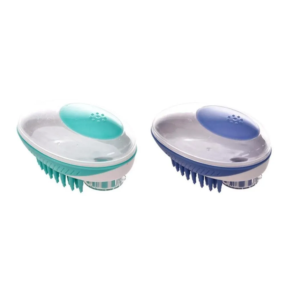 Scrub & Suds: Dog Wash Brush with Soap Dispenser!