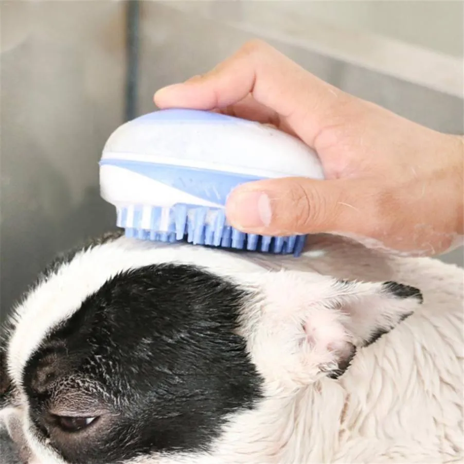 Scrub & Suds: Dog Wash Brush with Soap Dispenser!